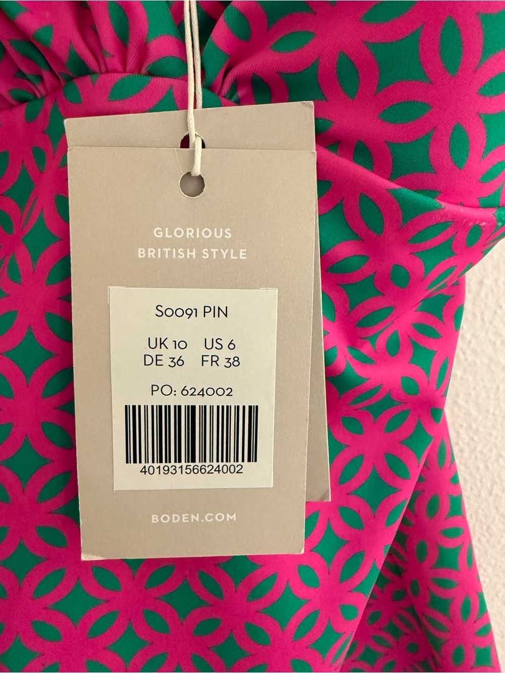 Boden Talamanca Tankini Swim Top Pink Green Geometric Womens Size 6 NWT - Picture 4 of 6